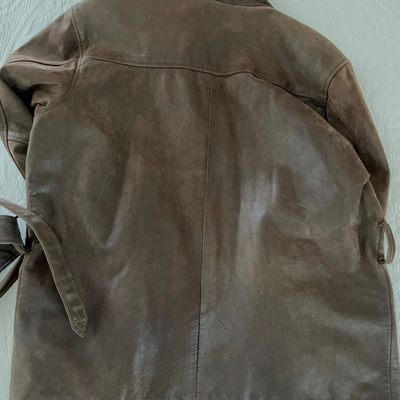 Vintage Brown Belted Leather Jacket | Asymetrial Zipper Closure Medium - Picture 11 of 11